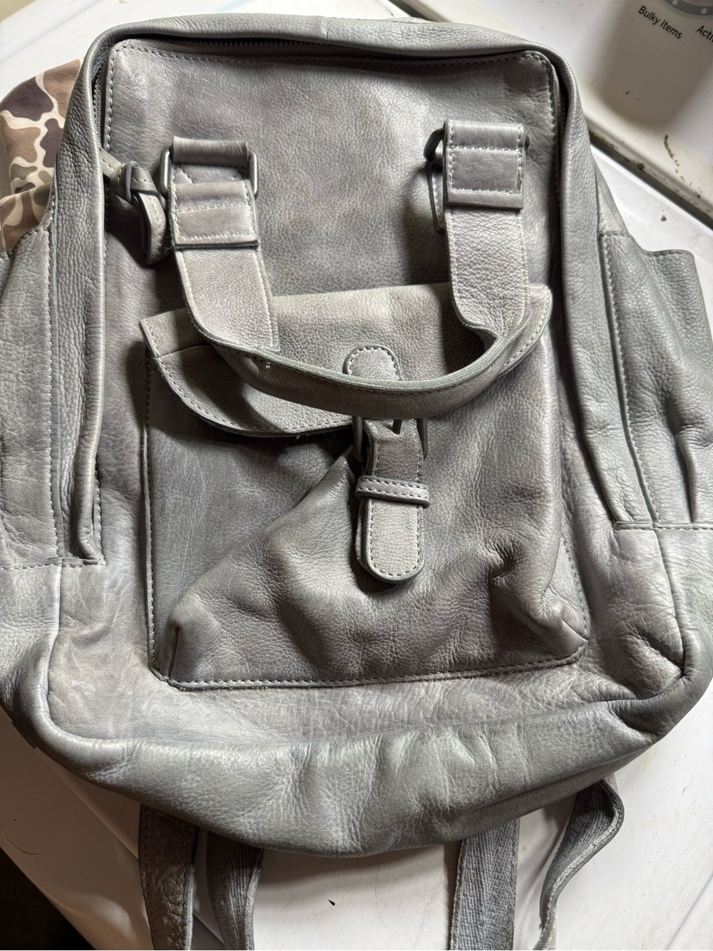 Free People Gray Leather Backpack